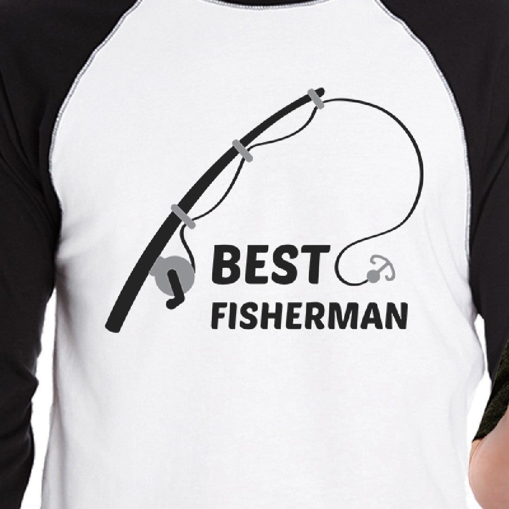 Best Fisherman Cutest Catch Dad and Baby Matching Black And White Baseball Shirts