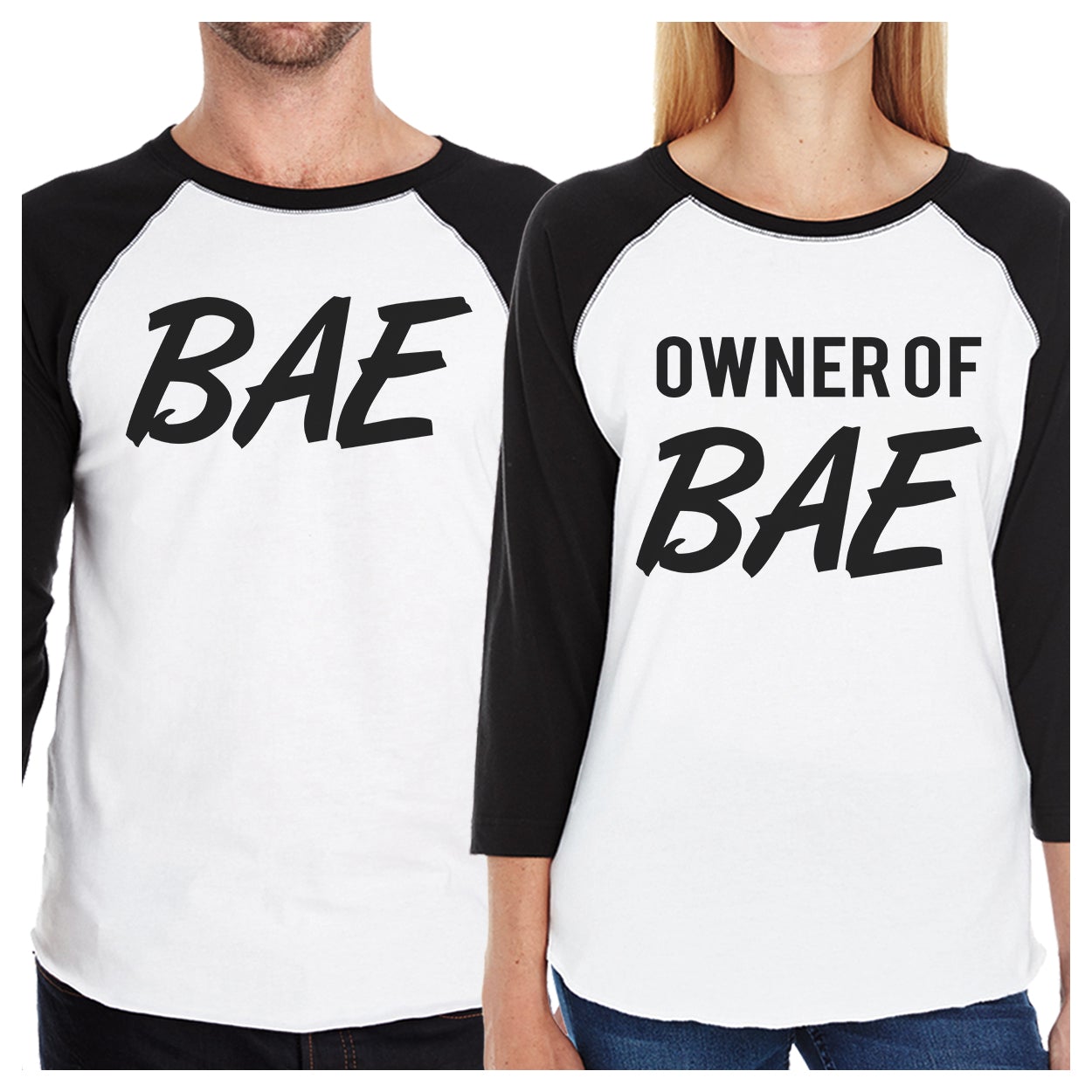 Bae And Owner Of Bae Matching Couple Black And White Baseball Shirts
