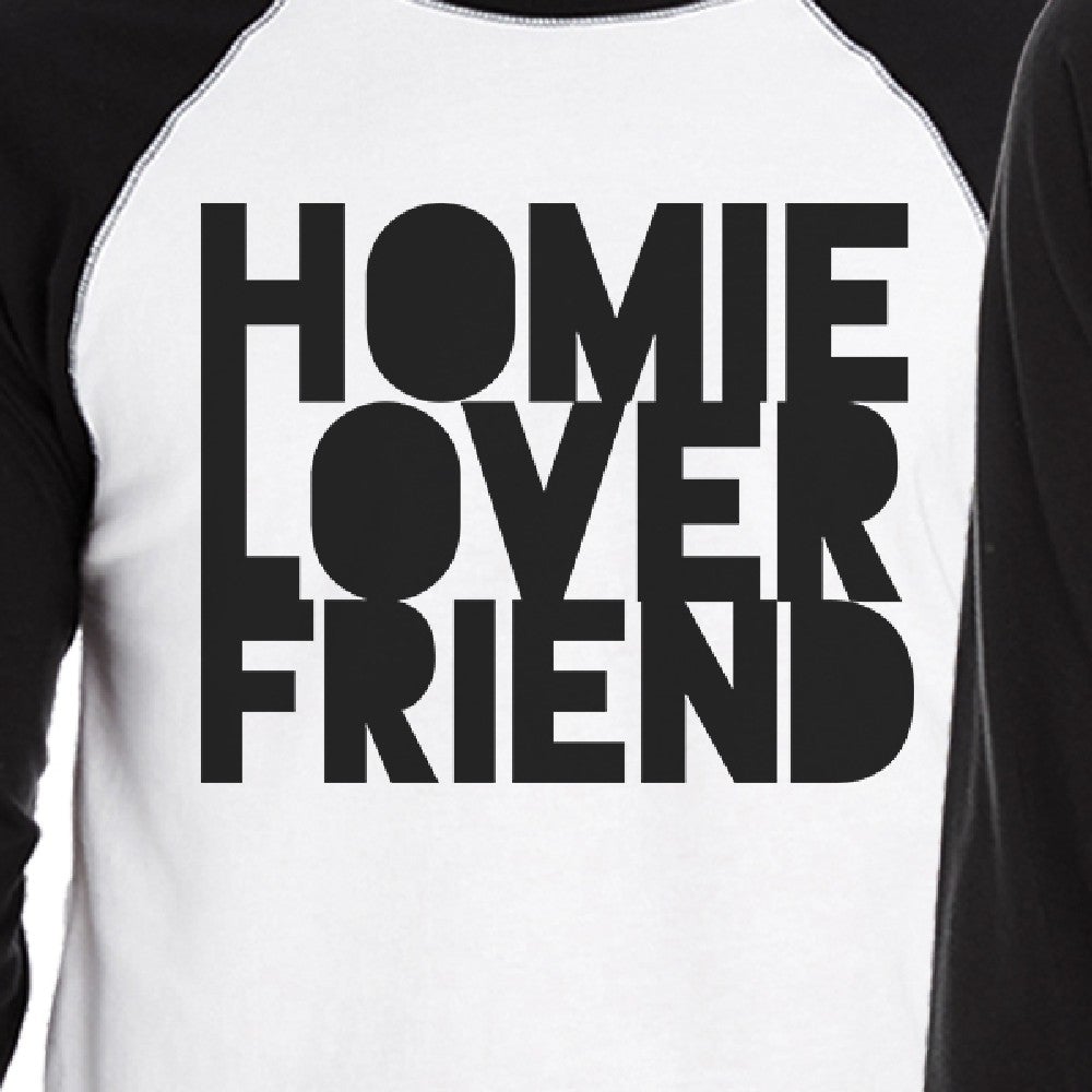 Homie Lover Friend Matching Couple Black And White Baseball Shirts