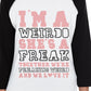 Weirdo Freak Small Dog and Mom Matching Outfits Raglan Tees Gifts Black and White