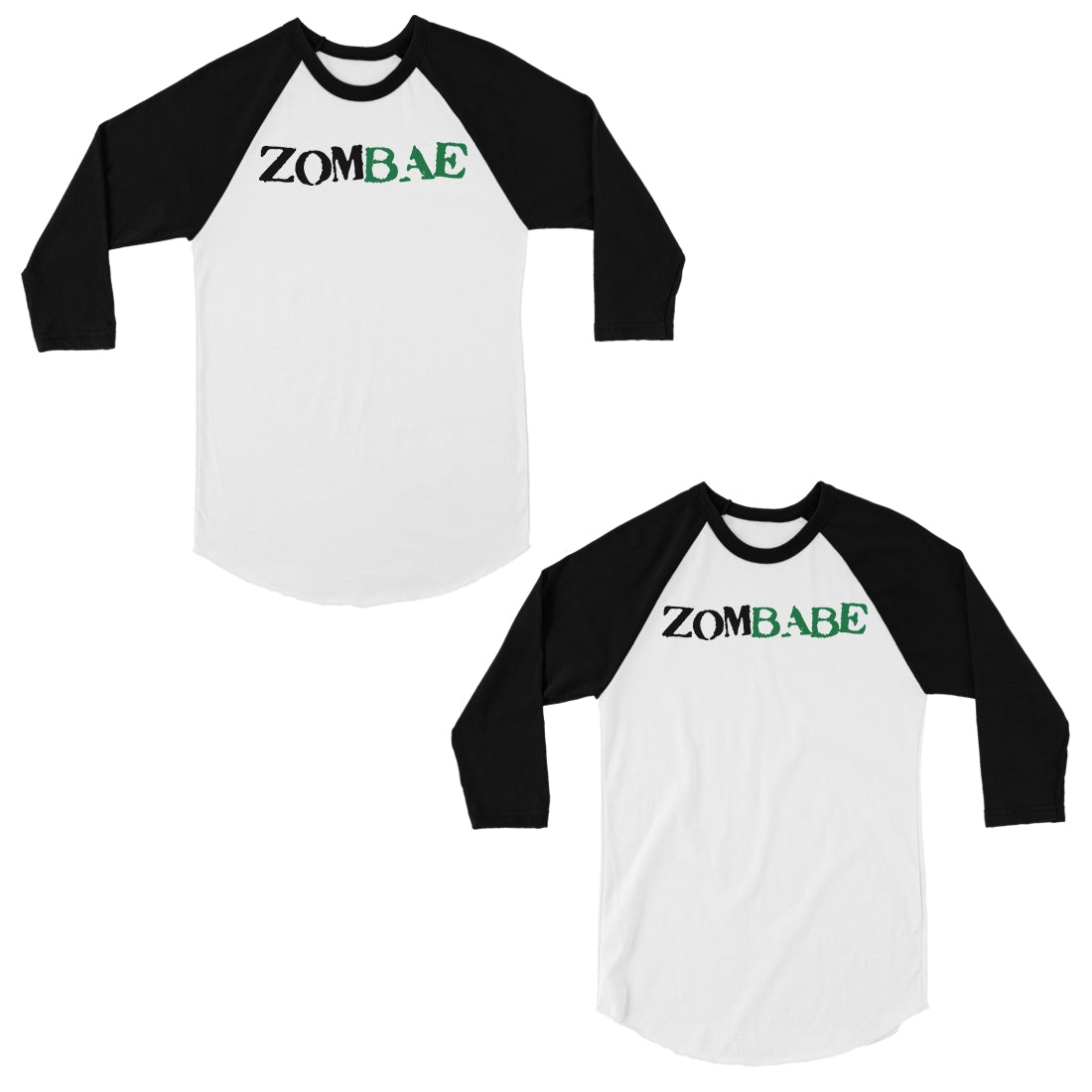 Zombae And Zombabe Matching Couples Baseball Shirts Black and White