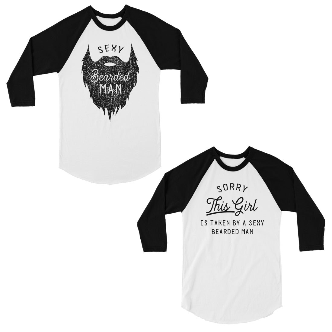 Taken By Sexy Bearded Man Matching Baseball Shirts Valentine's Day Black and White