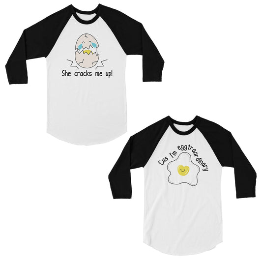 Egg Crack Eggtraordinary Matching Couples Baseball Shirts Gift Black and White