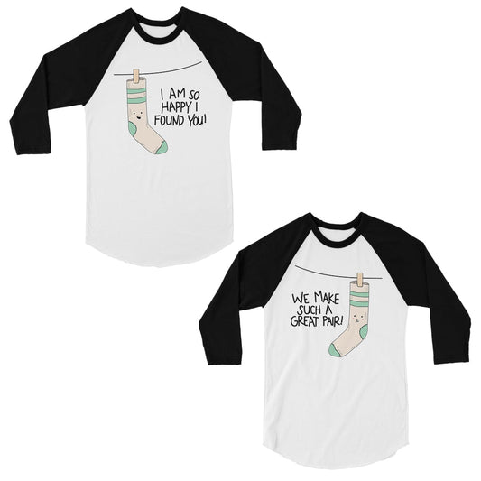 Socks Great Pair Matching Couples Baseball Shirts For Anniversary Black and White