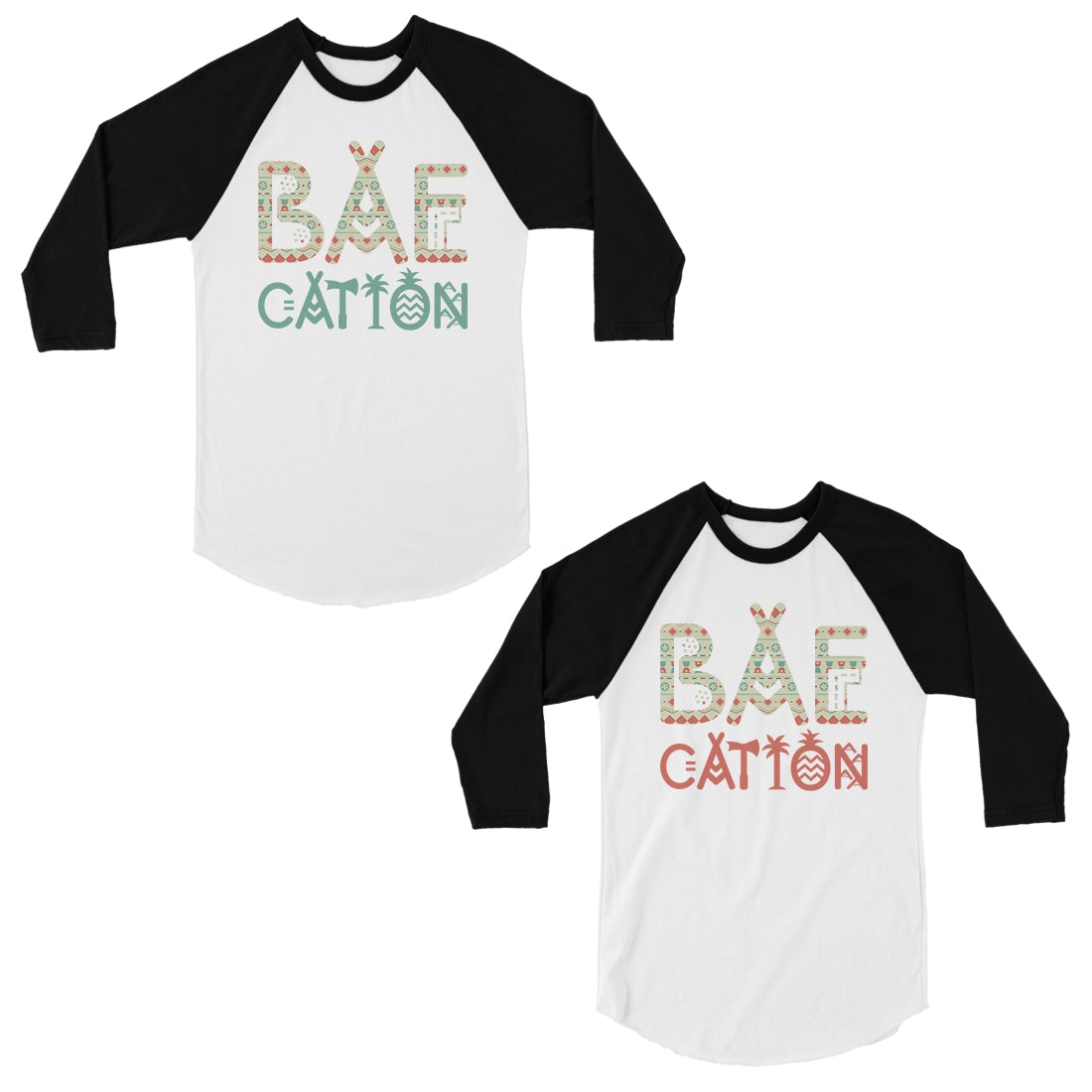 BAEcation Vacation Matching Couples Baseball Shirts Newlywed Gifts Black and White
