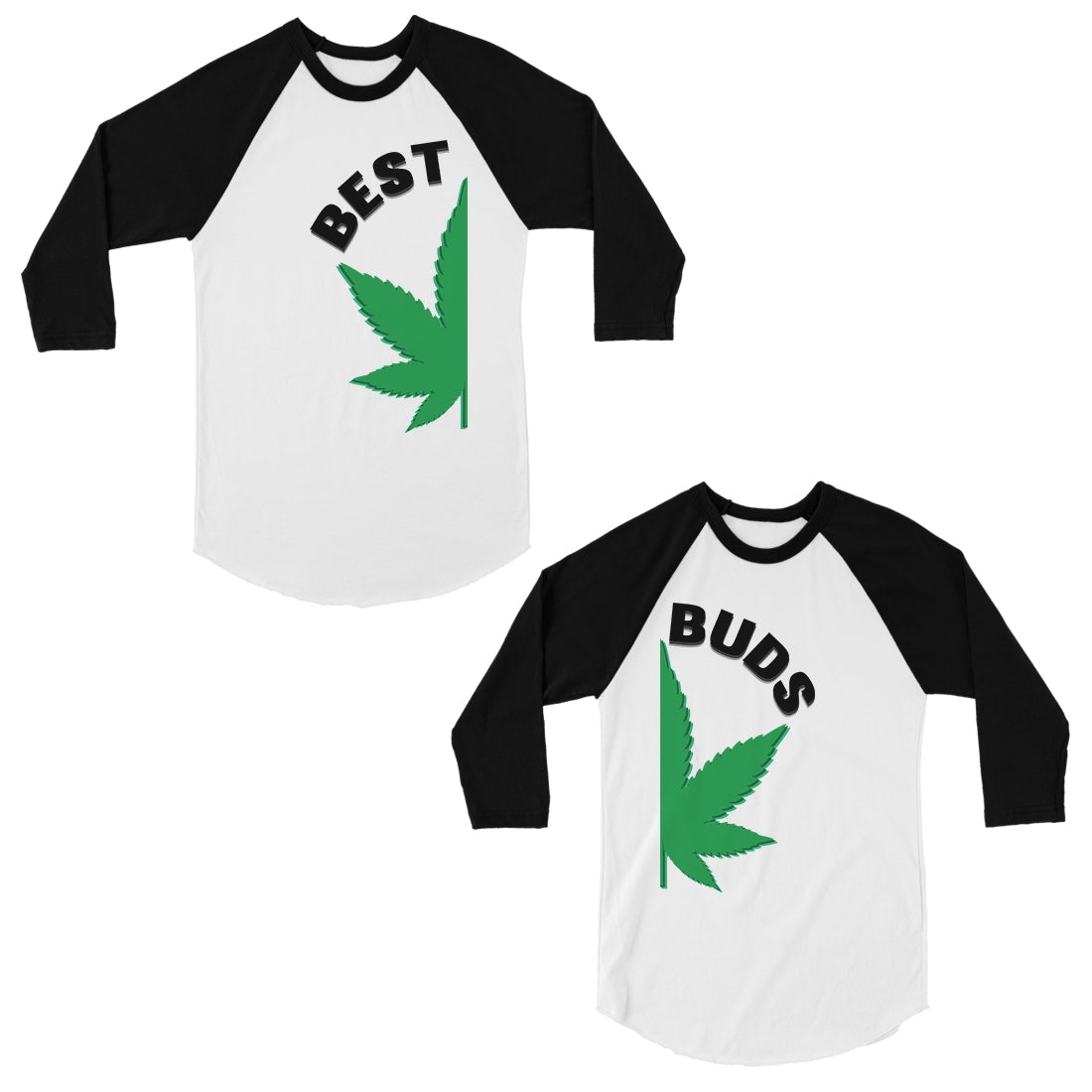 Best Buds Marijuana Matching Couples Baseball Shirts Cute Gifts Black and White