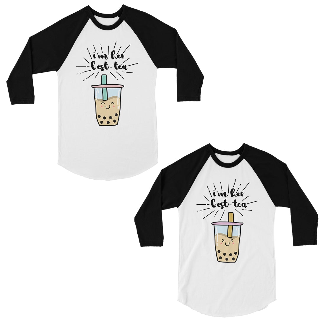 Boba Milk Best-Tea Matching Baseball Shirts Funny Gift For Sisters Black and White