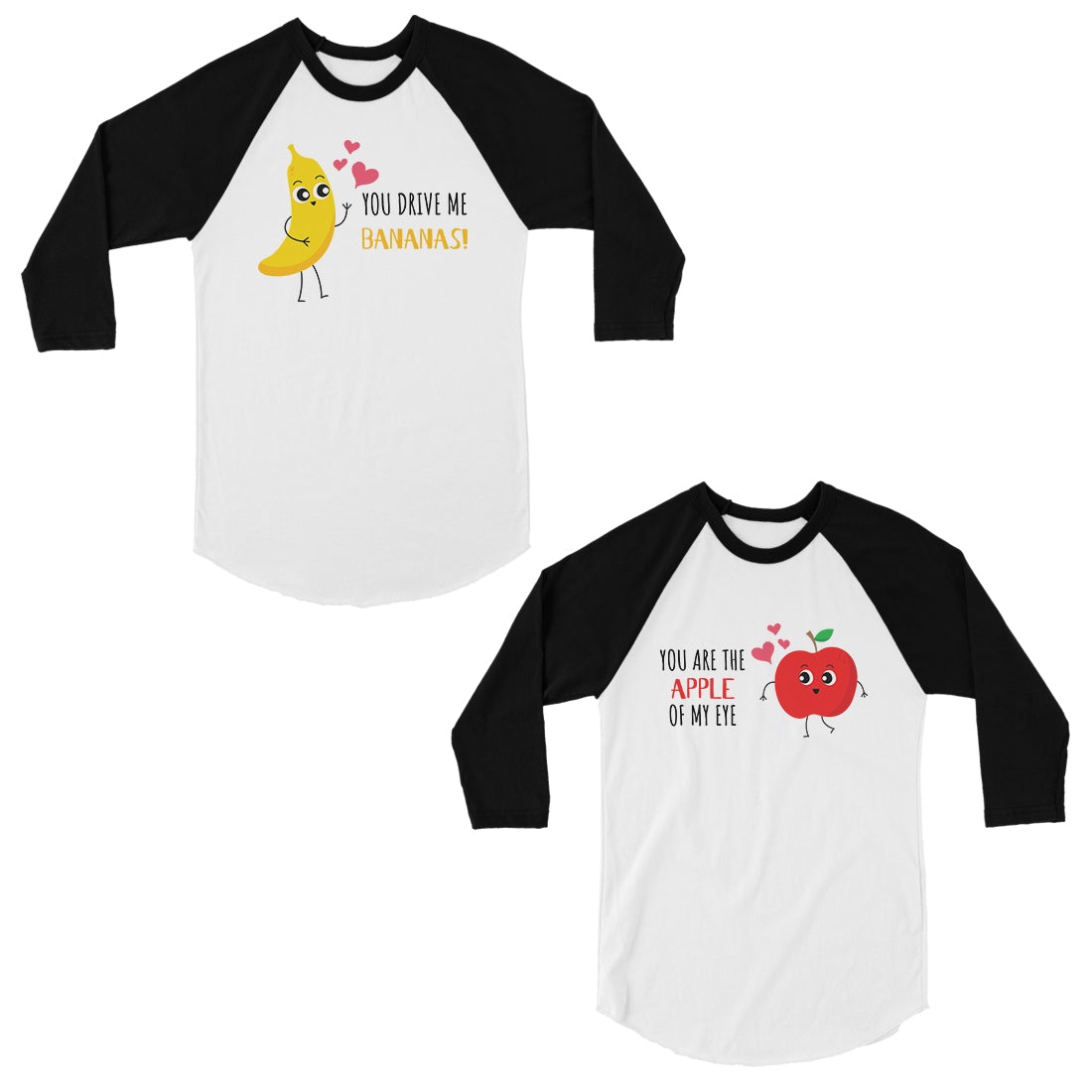Drive Me Bananas Matching Couples Baseball Shirts For Anniversary Black and White