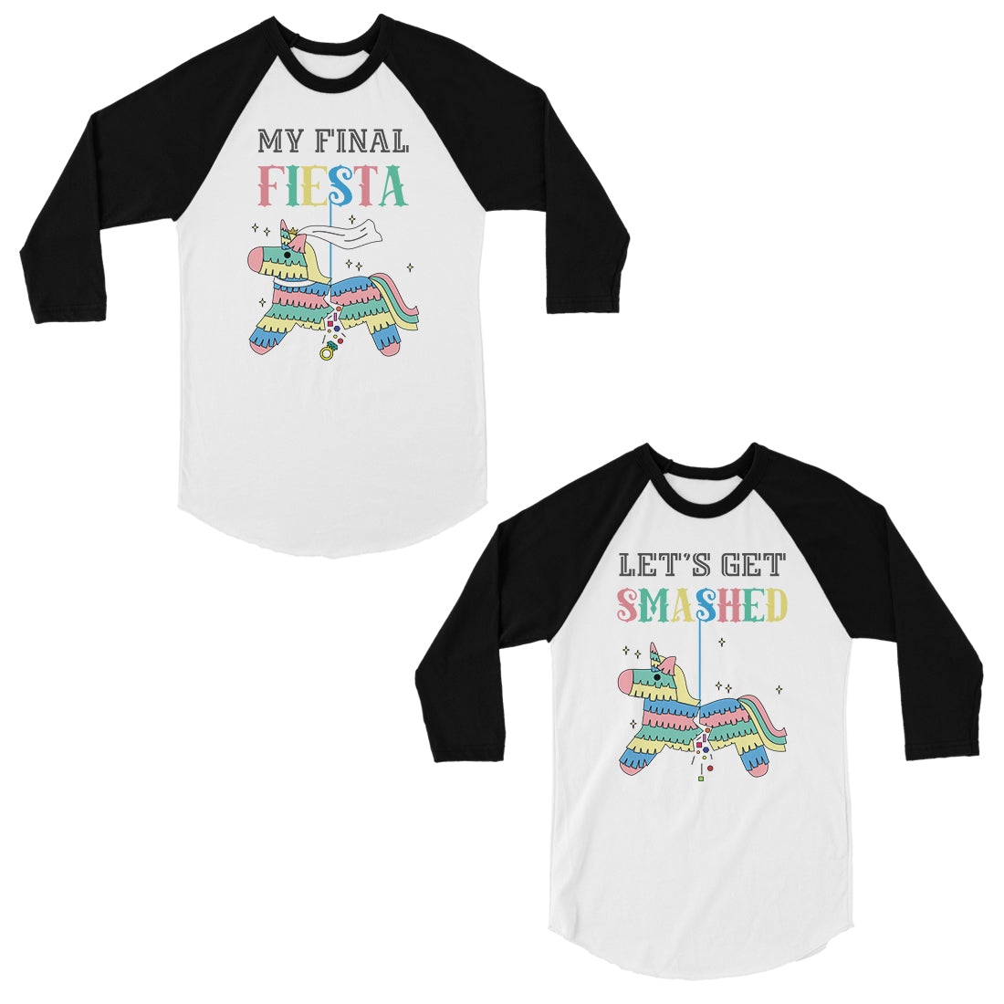 Final Fiesta Smashed Pinata Hilarious Fun Matching Baseball Jerseys Black and White