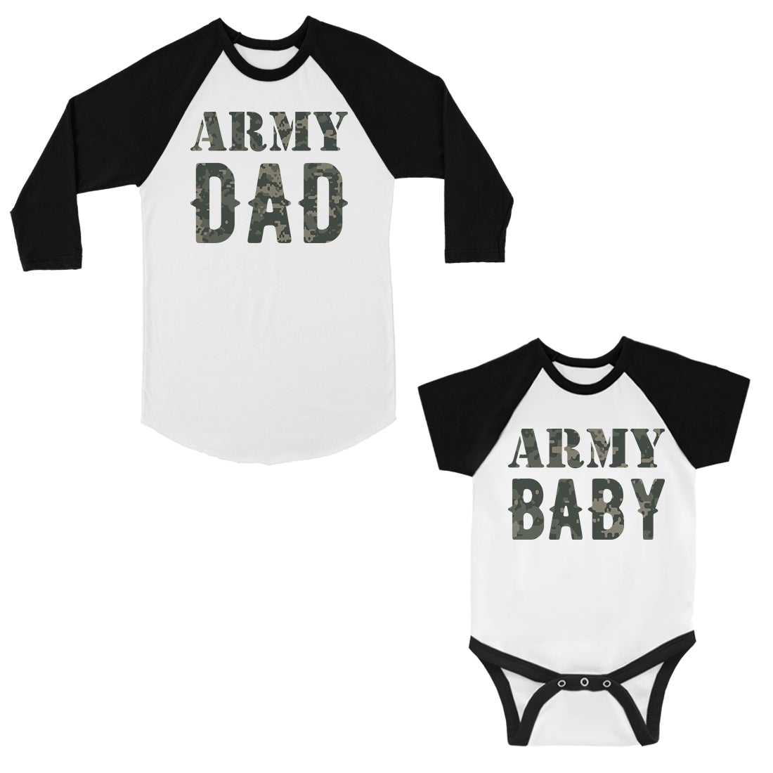 Army Dad Army Baby Dad Baby Matching Baseball Shirts Fun Father Day White