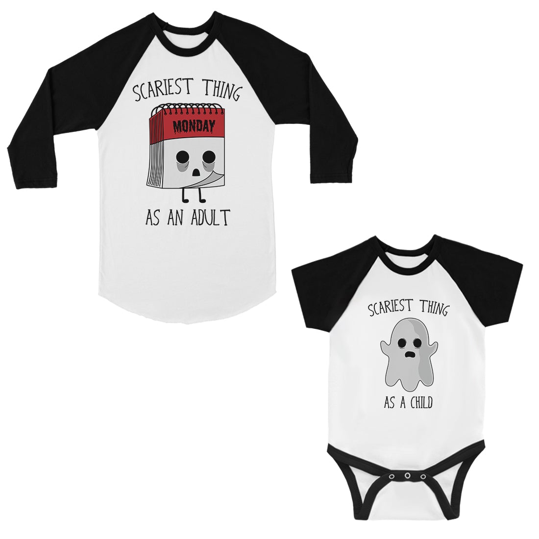 Scariest Thing As an Adult and Child Dad and Baby Boy Matching Outfits Cute Bodysuit Black and White