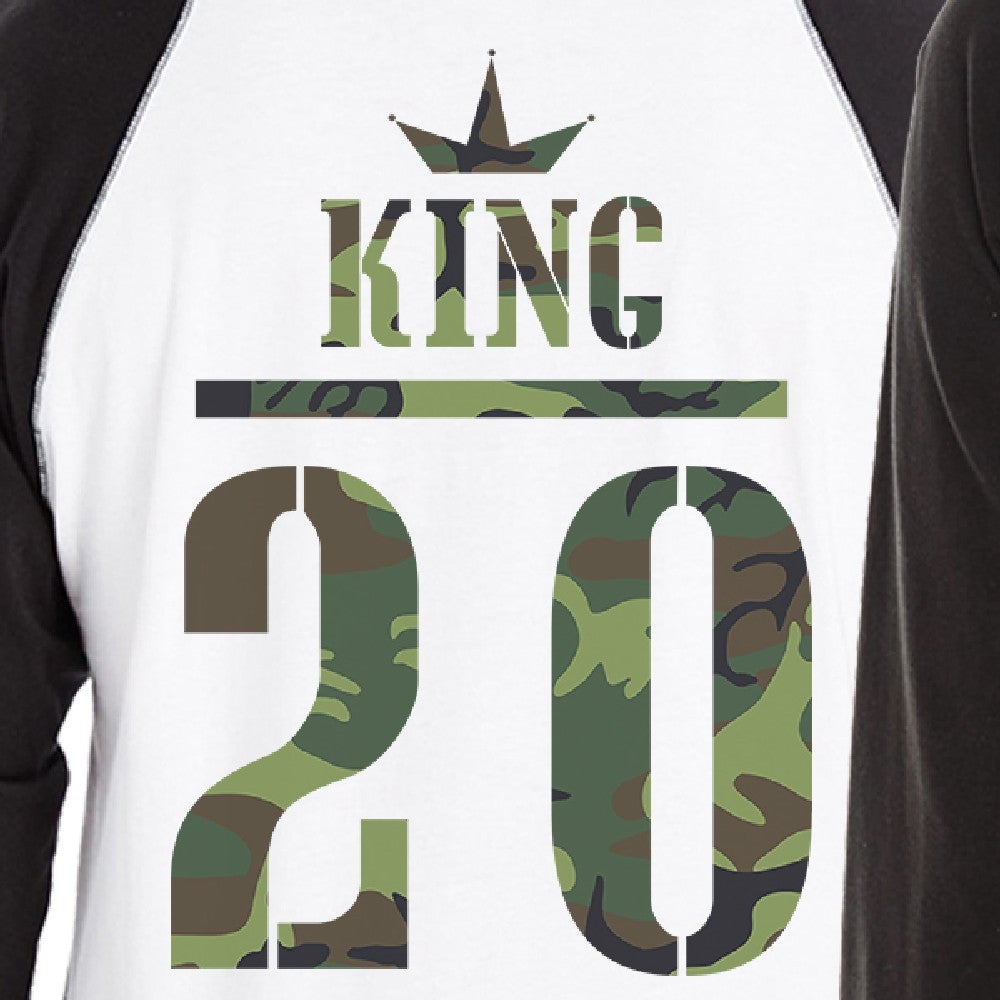 King And Queen Military Pattern Custom Matching Couple Black And White Baseball Shirts