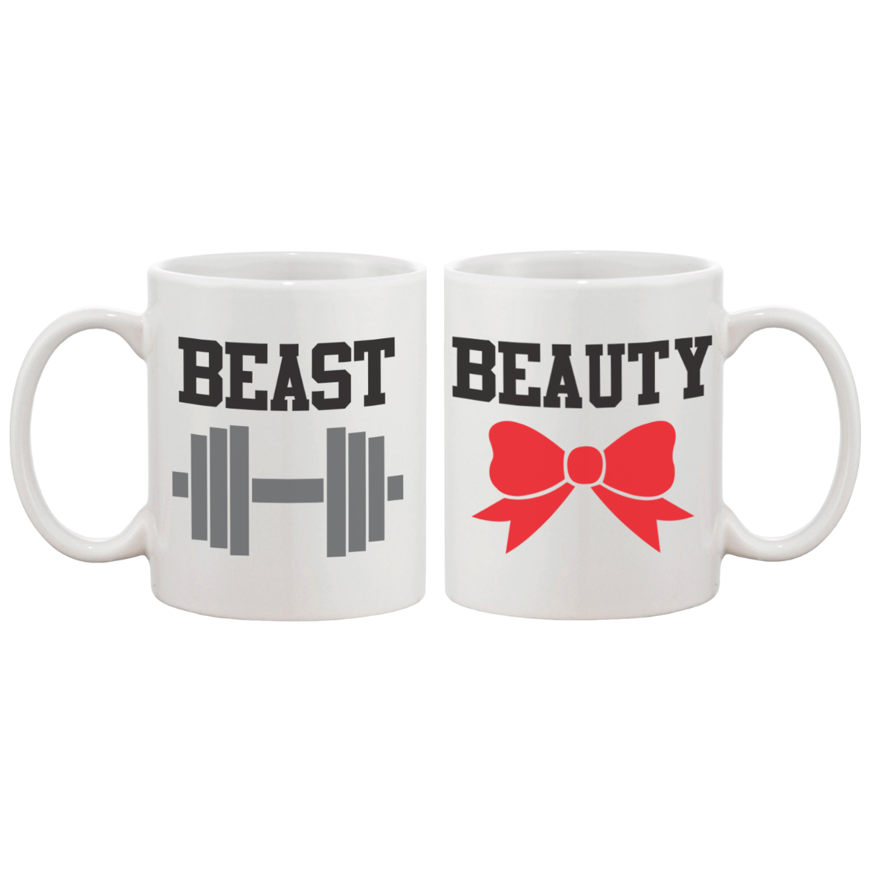 Beauty and Beast Matching Coffee Mugs -His and Hers Couple Coffee Mug Cup White