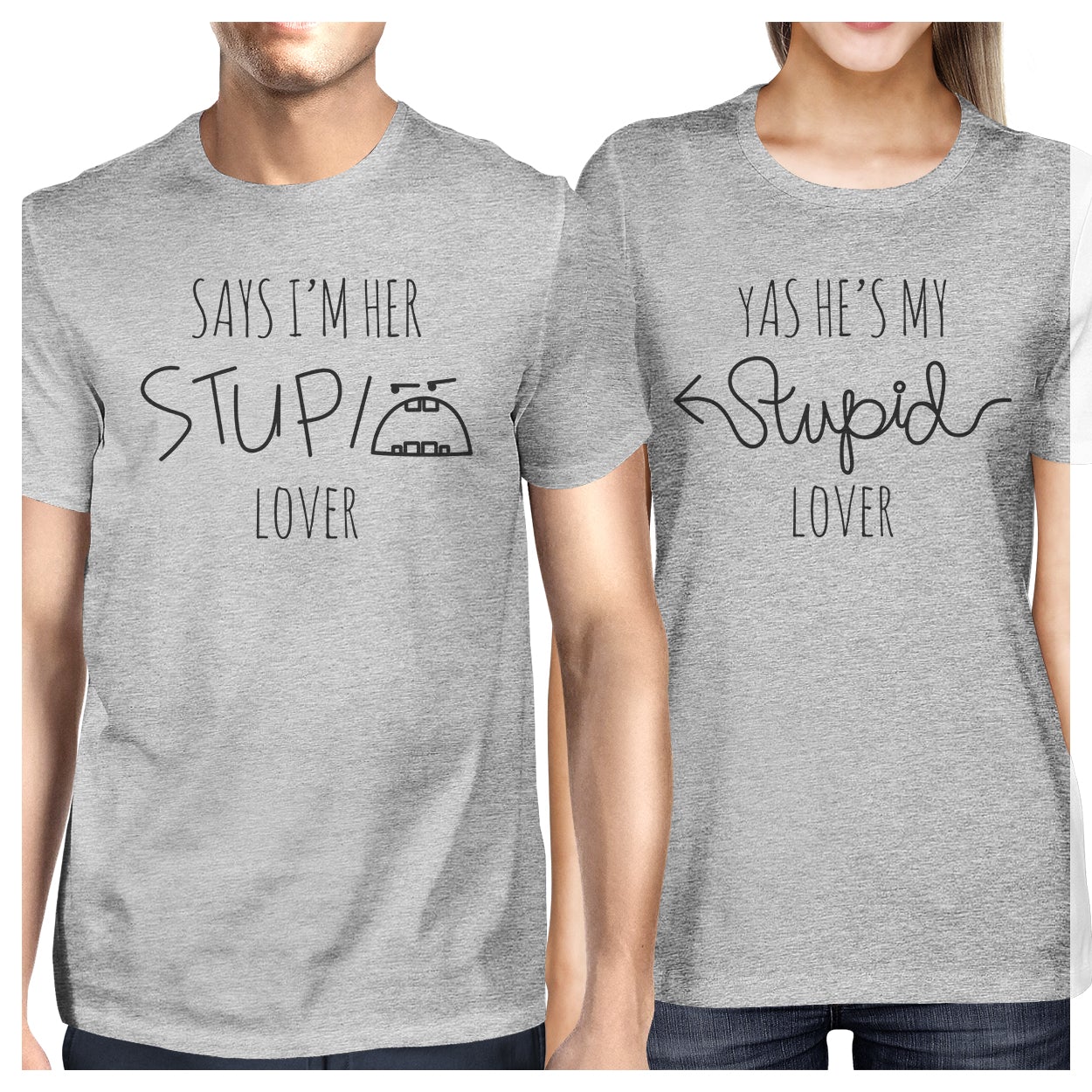 Her Stupid Lover And My Stupid Lover Matching Couple Grey Shirts