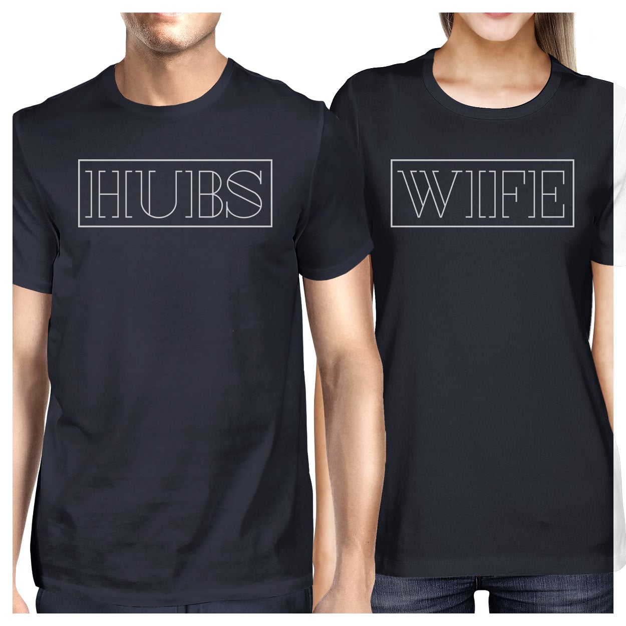 Hubs And Wife Matching Couple Navy Shirts