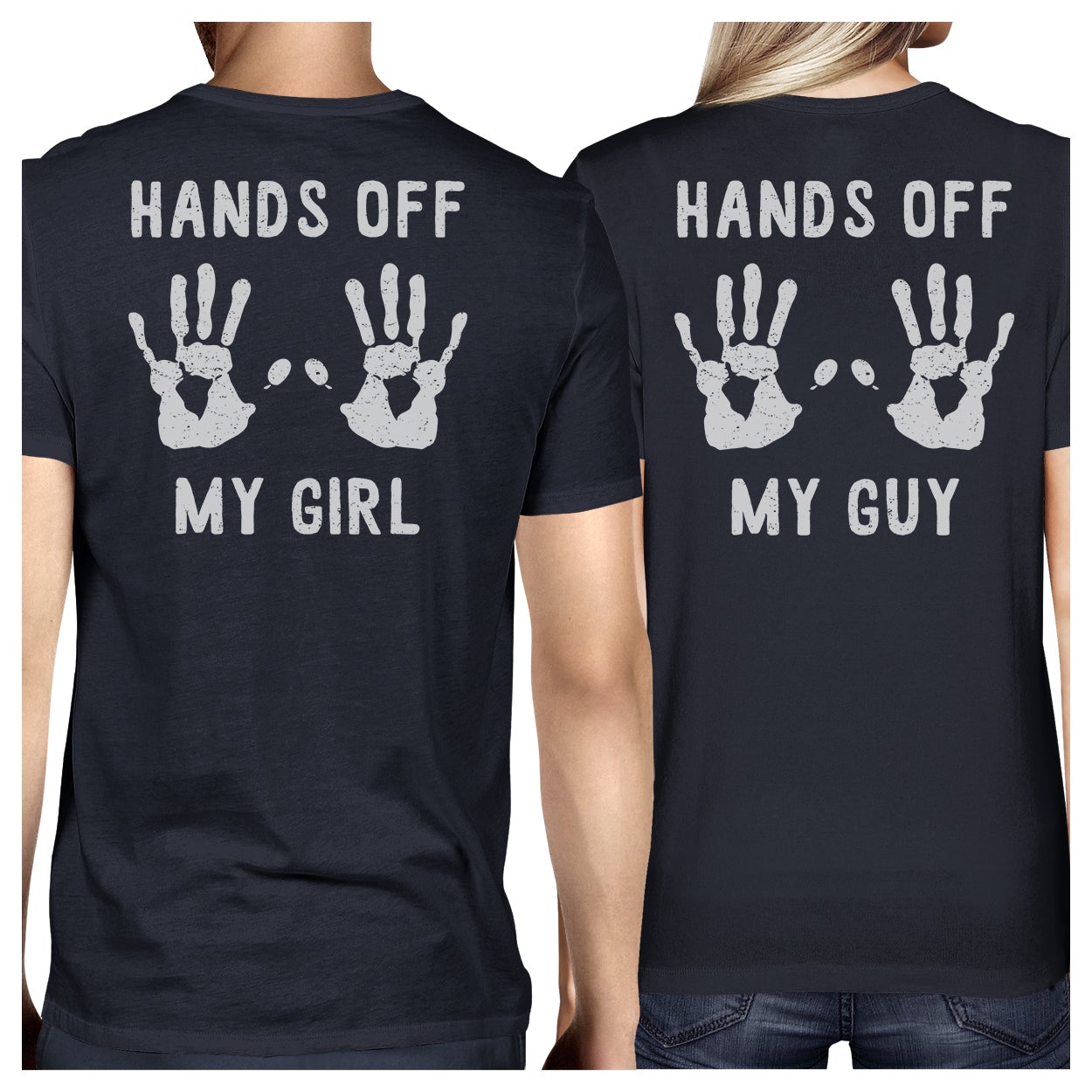 Hands Off My Girl And My Guy Matching Couple Navy Shirts