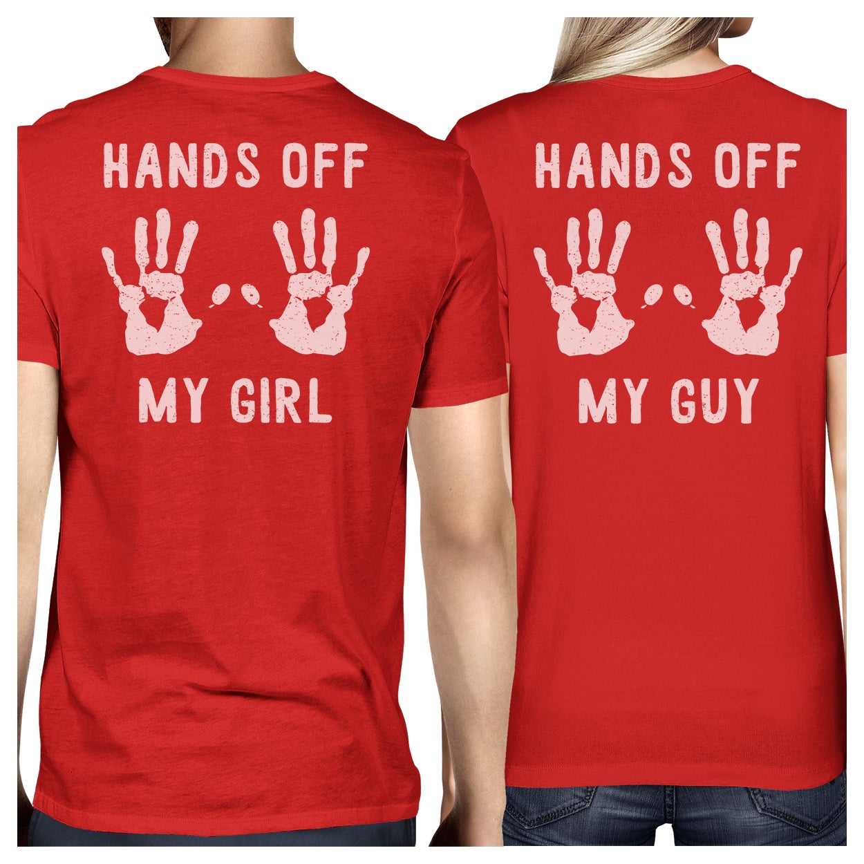 Hands Off My Girl And My Guy Matching Couple Red Shirts