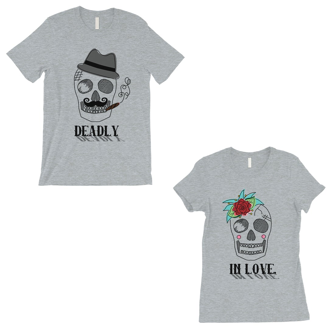 Deadly In Love Matching Couple Gift Shirts Gray