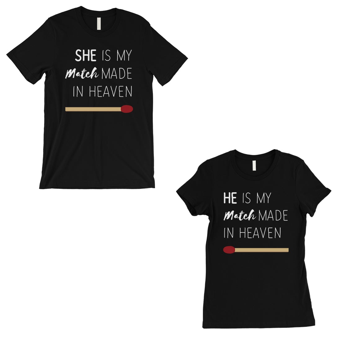 Match Made In Heaven Matching Couple Gift Shirts Black Anniversary
