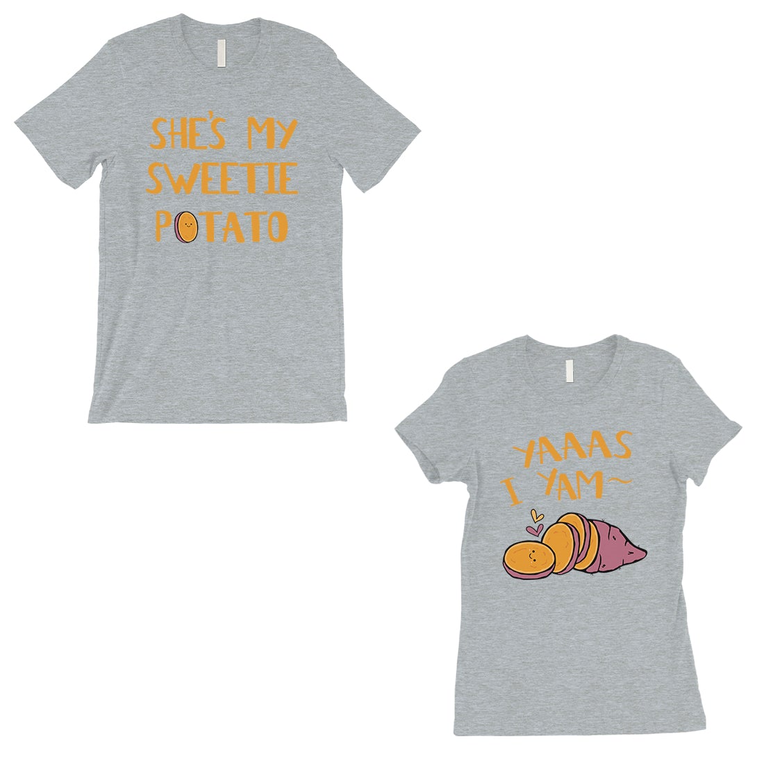 Sweet Potato Yam Matching Couple Gift Shirts Grey For Anniversary