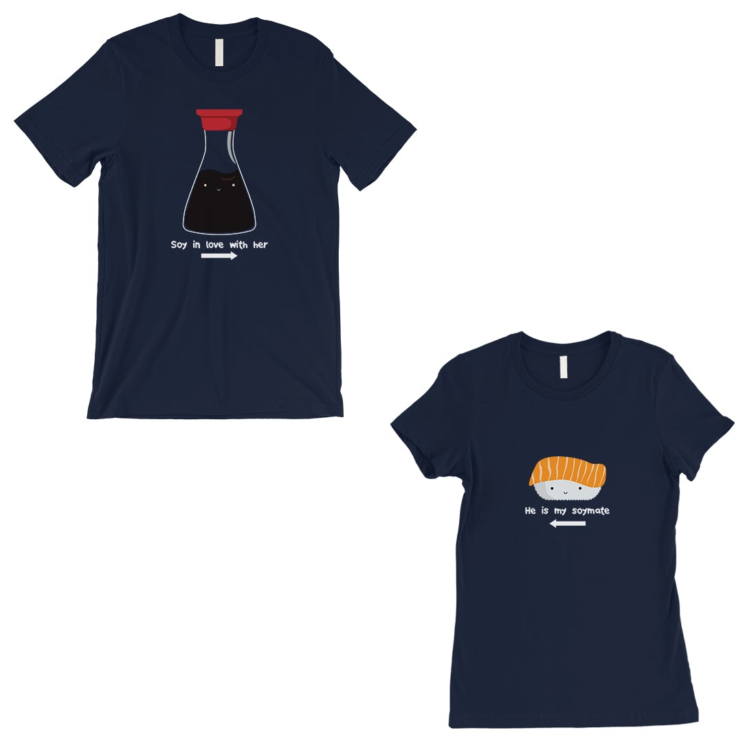 Sushi & Soy Sauce Matching Couple Gift Shirts Navy Valentine's Day
