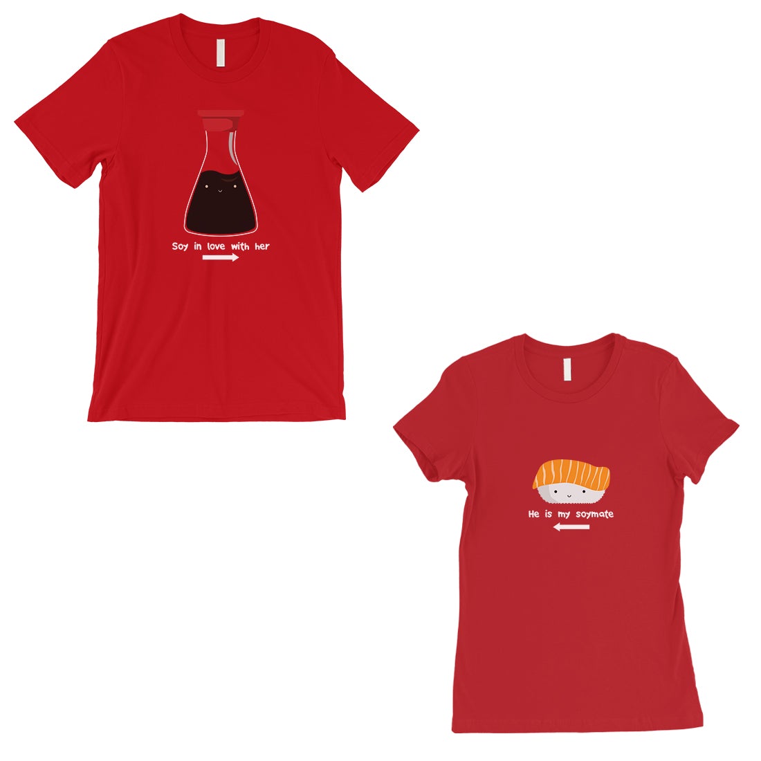 Sushi & Soy Sauce Matching Couple Gift Shirts Red For Honeymoon