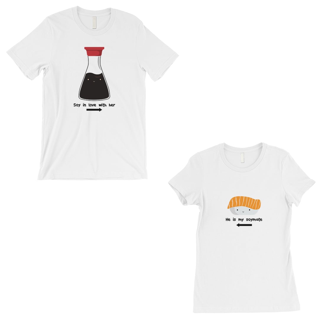 Sushi & Soy Sauce Matching Couple Gift Shirts White For Newlyweds