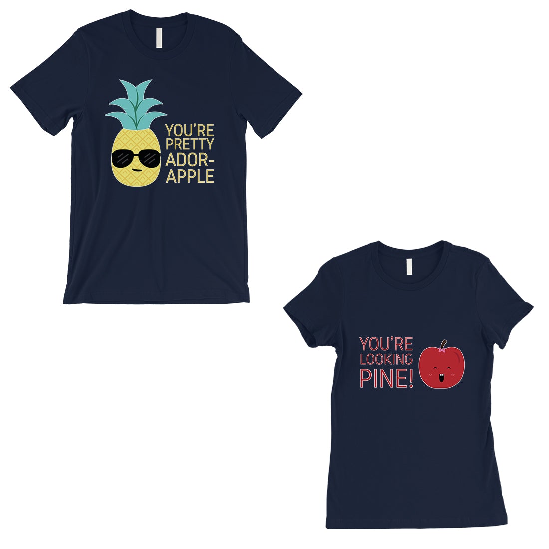 Pineapple Apple Matching Couple Gift Shirts Navy Cute Wedding Gift