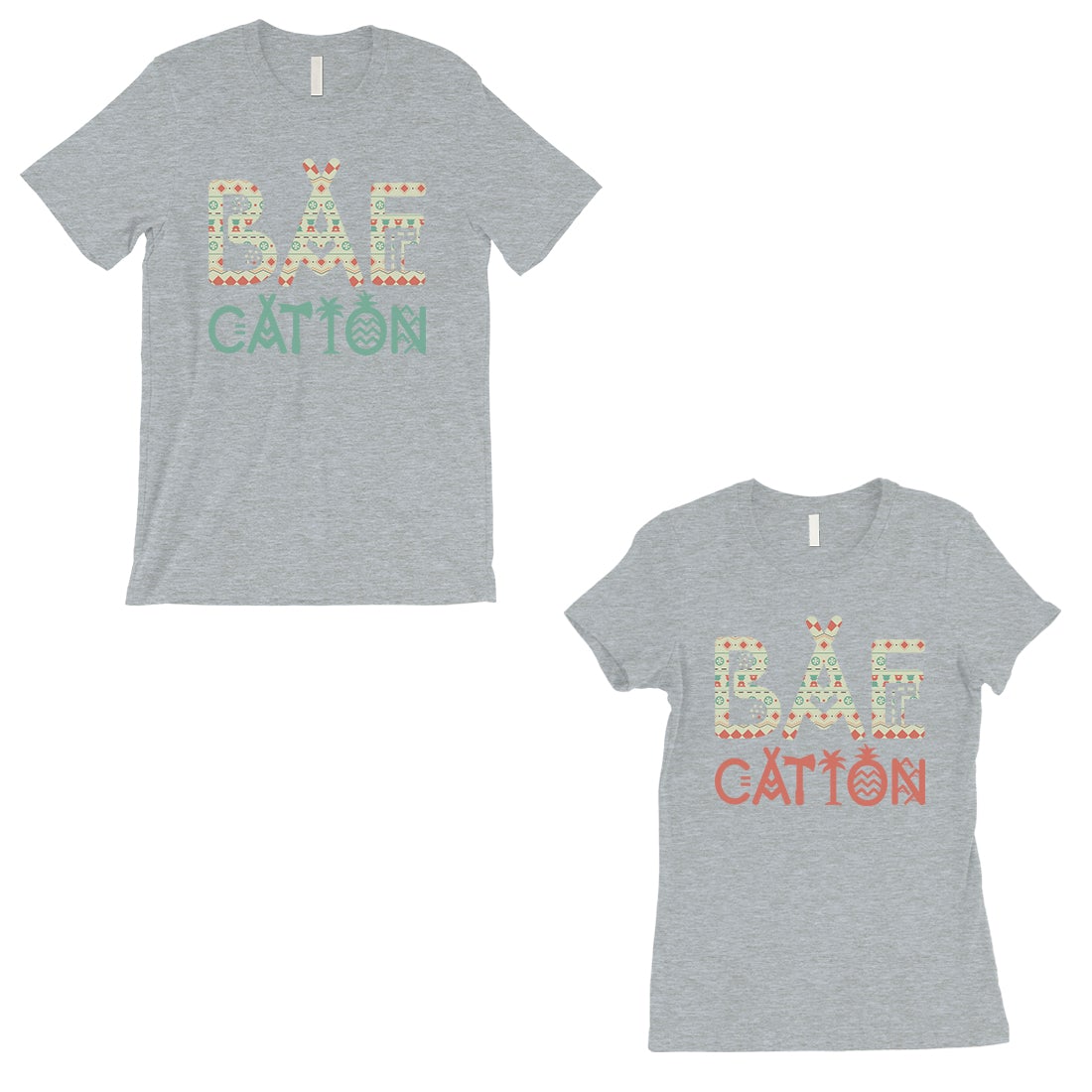 BAEcation Vacation Matching Couple T-Shirts Gift Grey For Newlywed