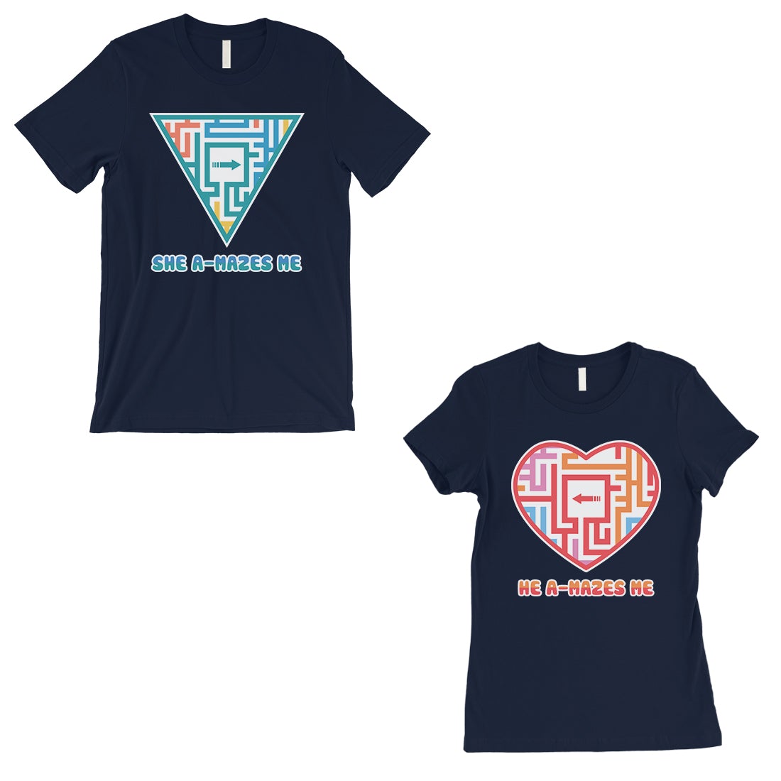 A-Mazes Me Navy Couples Matching T-Shirts