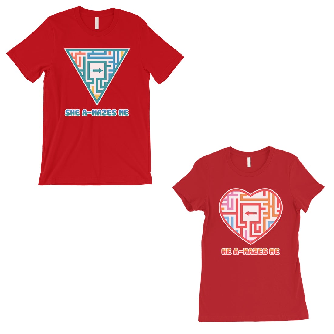 A-Mazes Me Red Matching Couples T-Shirts