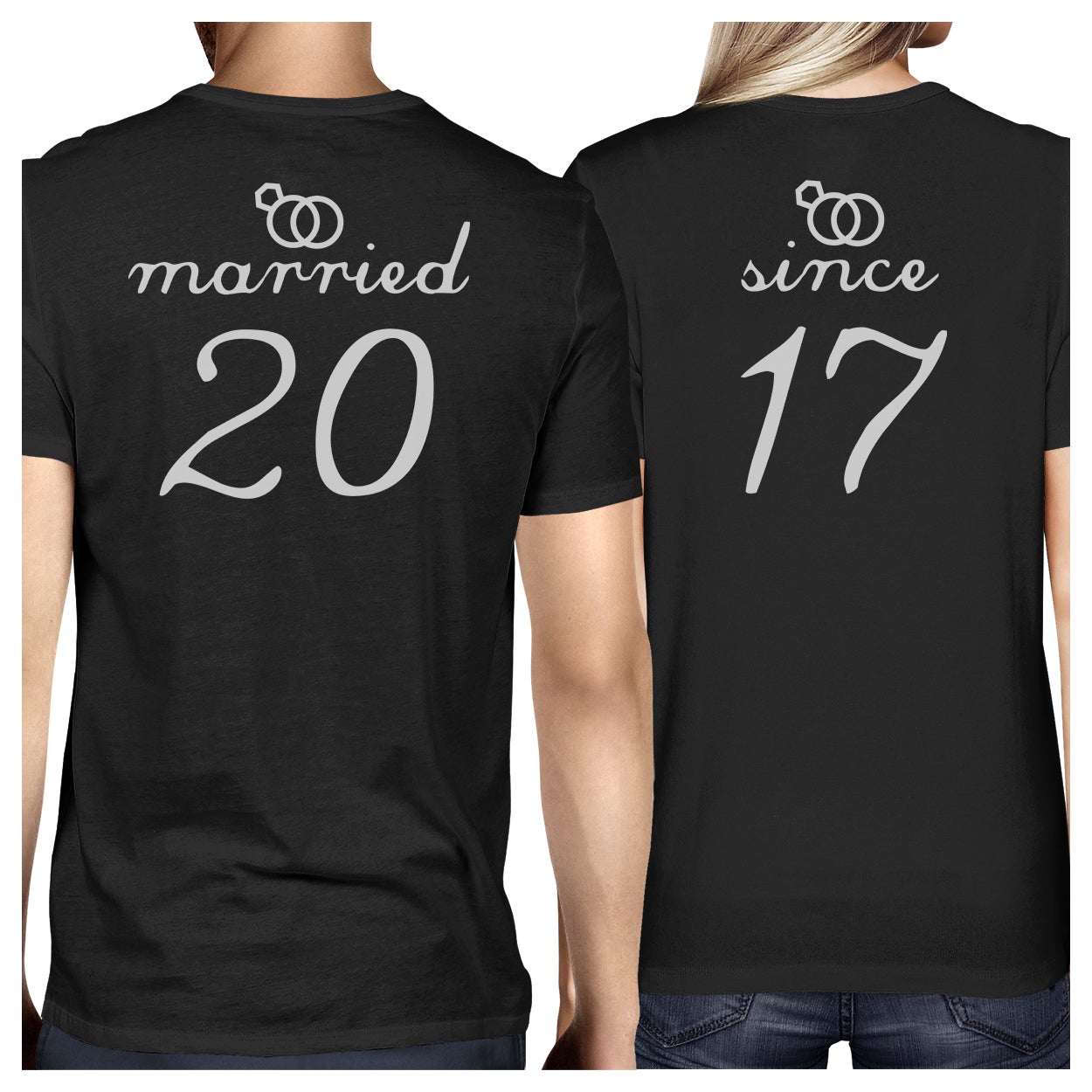Married Since Custom Matching Couple Black Shirts