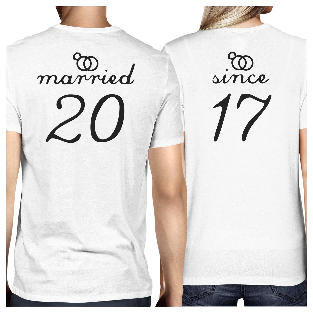 Married Since Custom Matching Couple White Shirts