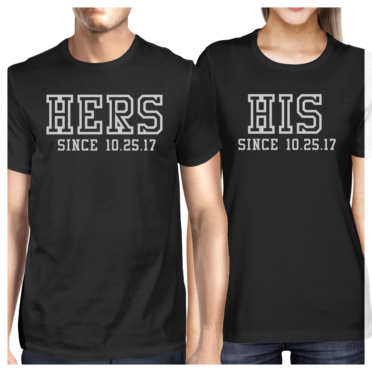 Hers And His Since Custom Matching Couple Black Shirts