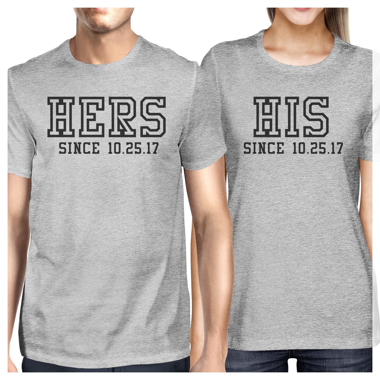 Hers And His Since Custom Matching Couple Grey Shirts