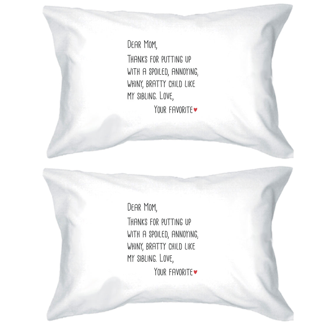Dear Mom Graphic Pillowcases Standard Size Cotton Pillow Covers White