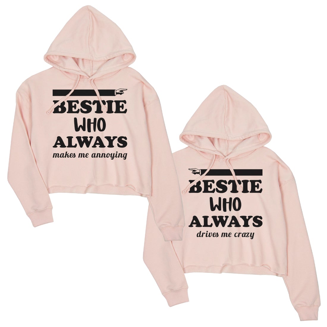 Bestie Always Women's Crop Hoodies BFF Matching Gift For Teen Girls Peach