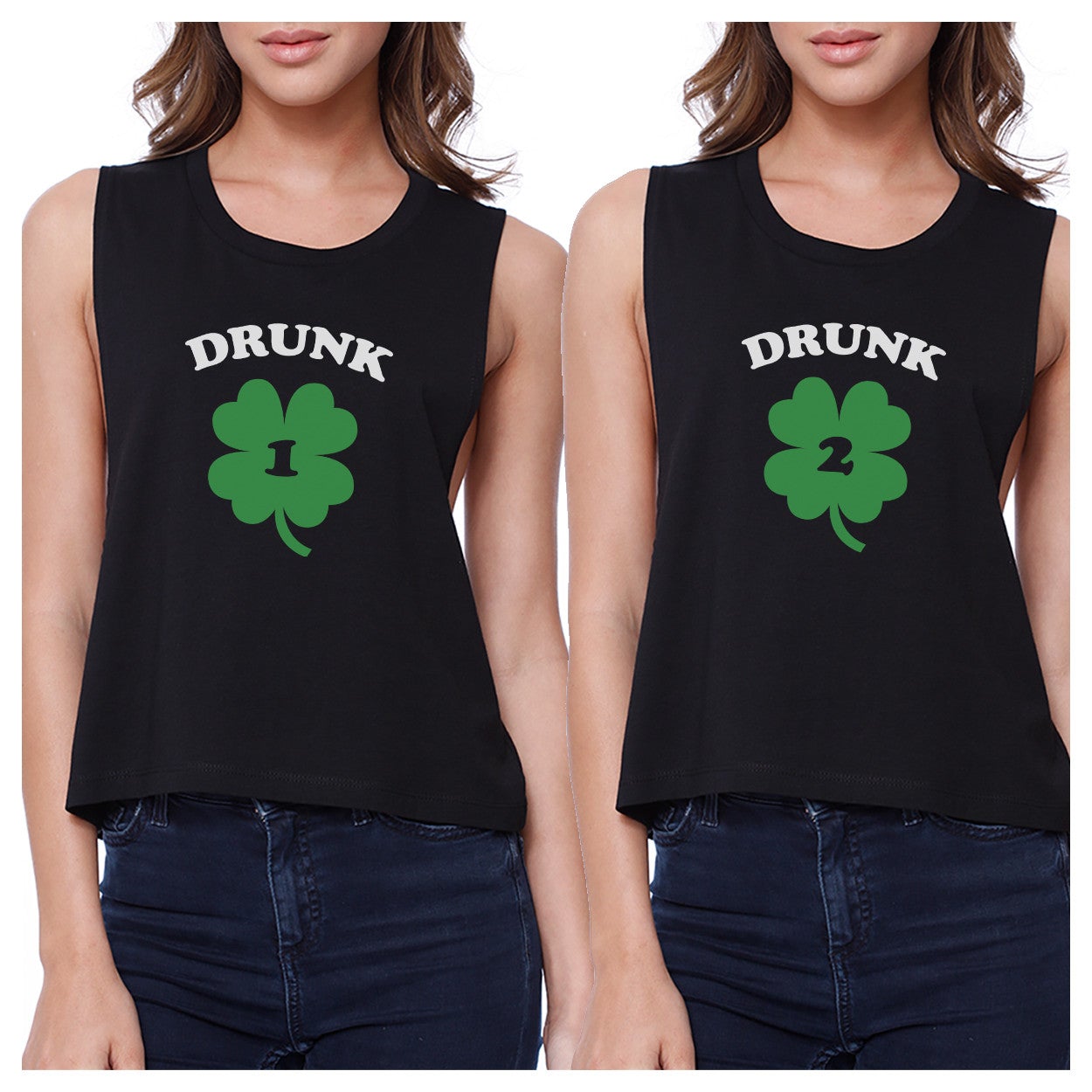 Drunk1 Drunk2 Womens Black Crop Top Bff Marching Shirts St Patricks - 365 In Love