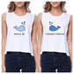 Whale Be Friend Forever BFF Matching Crop Tops Cute Summer Tanks White