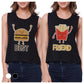 Hamburger And Fries BFF Matching Crop Top Womens Graphic Tanks Black
