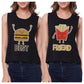 Hamburger And Fries BFF Matching Crop Top Womens Graphic Tanks Black