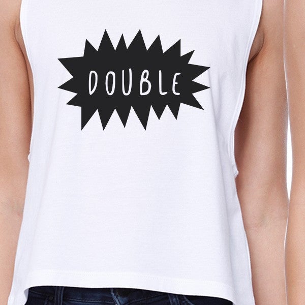 Double Trouble BFF Matching White Crop Tops