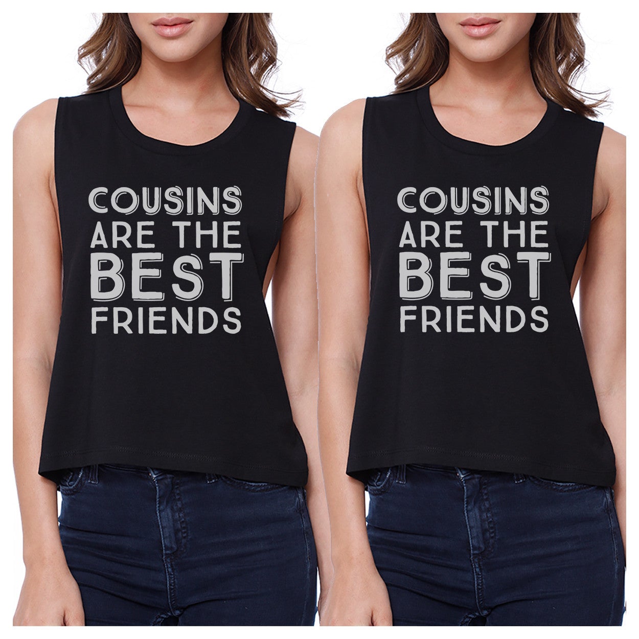 Cousins Are The Best Friends BFF Matching Black Crop Tops