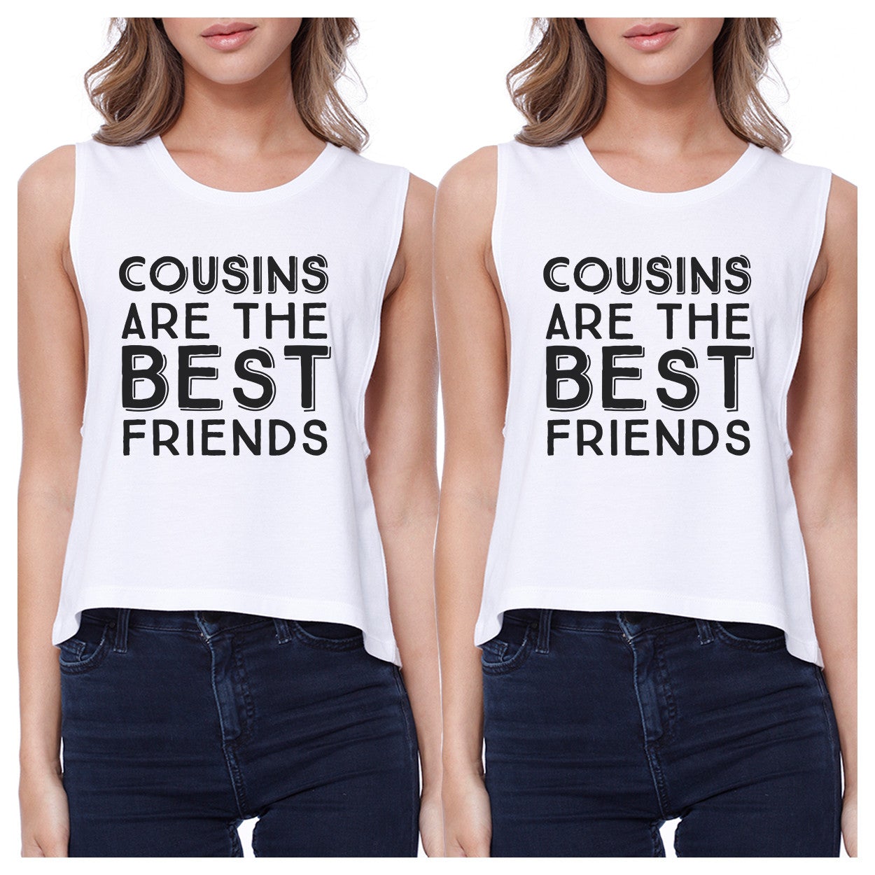 Cousins Are The Best Friends BFF Matching White Crop Tops