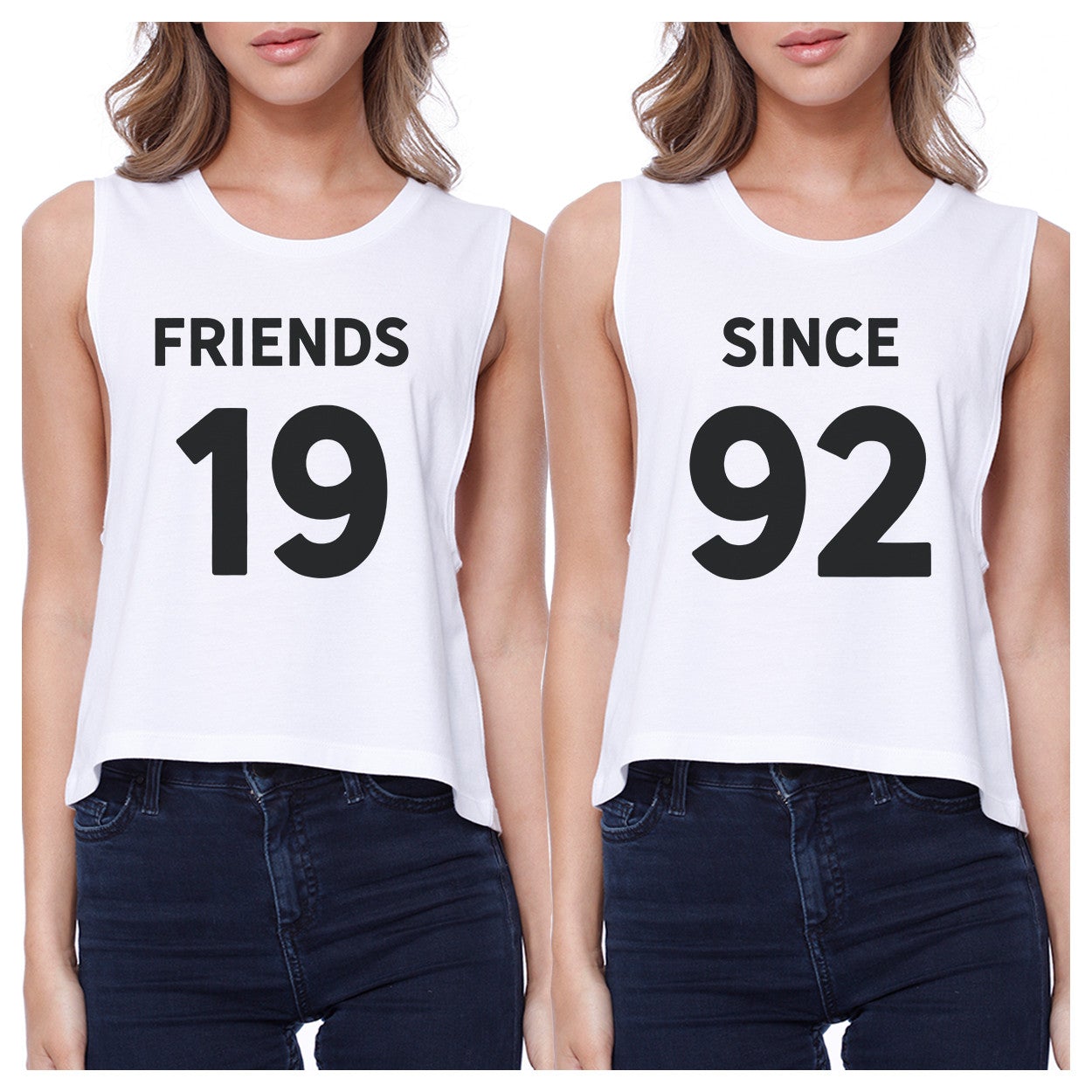 Friends Since Custom Years BFF Matching White Crop Tops