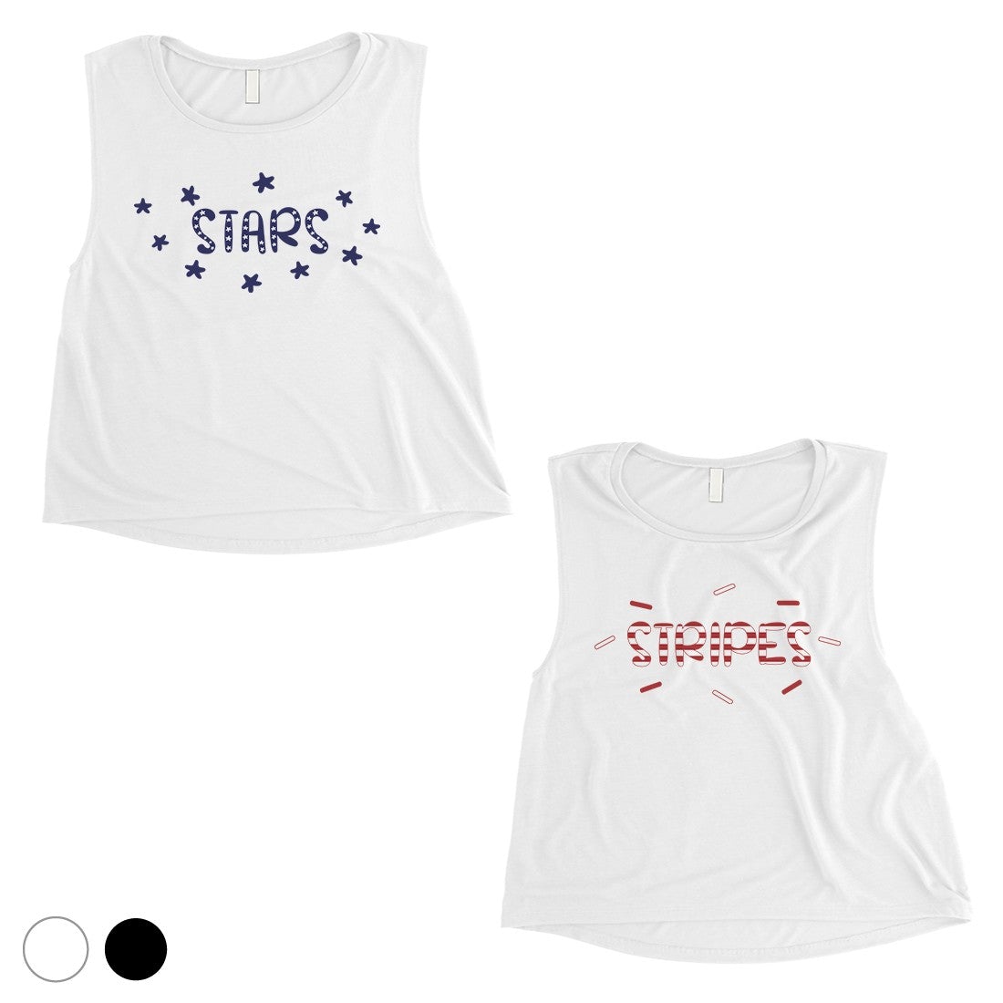 Stars And Stripes BFF Matching Crop Top Womens For Girlfriend White