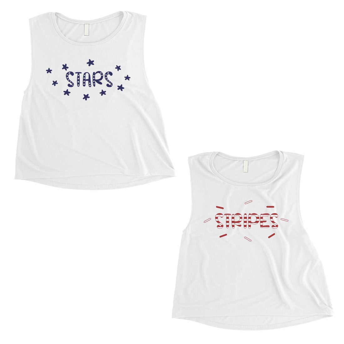 Stars And Stripes BFF Matching Crop Top Womens For Girlfriend White