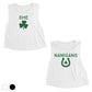 Shenanigans Funny St Patrick's Day Matching Crop Tank Tops BFF Gift White