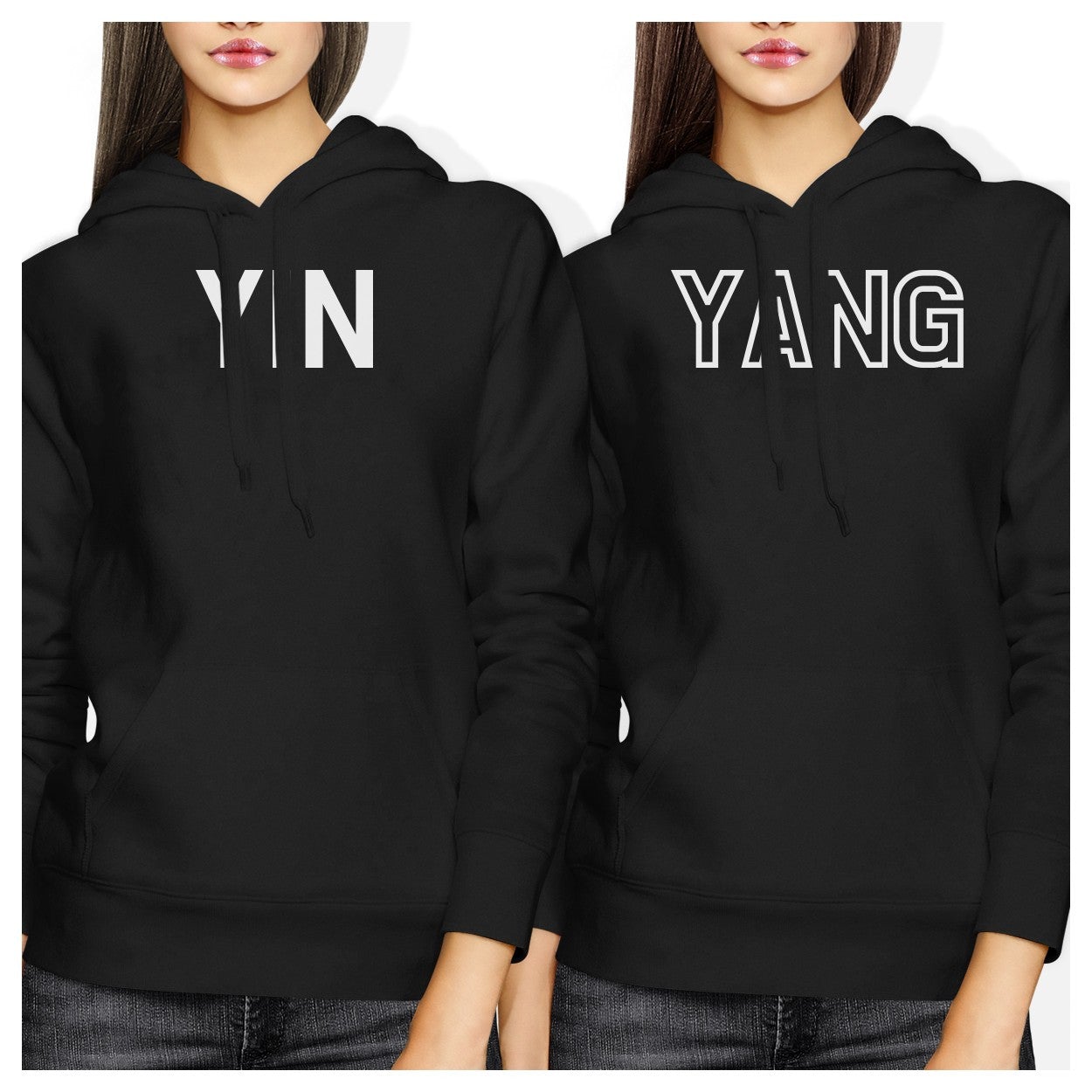 Ying And Yang BFF Hoodies Friendship Matching Hooded Sweatshirts Black