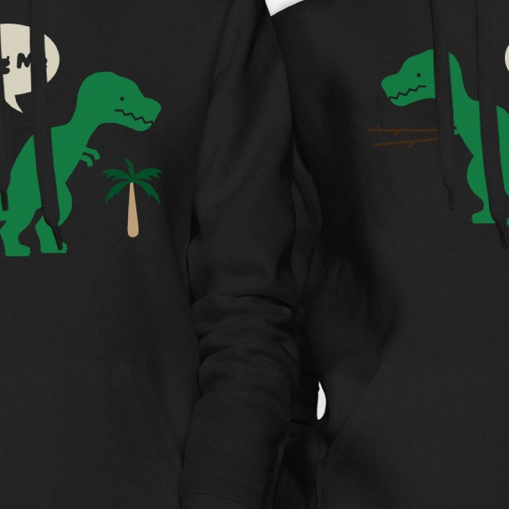 Hug Me T-rex BFF Hoodies Cute Matching Friendship Hooded Sweatshirt Black